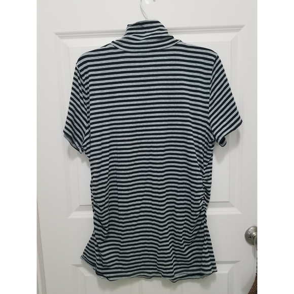 Kenneth Cole Reaction XXL Women's Turtleneck Black/Gray Stripes Short Sleeve Top - Picture 9 of 10